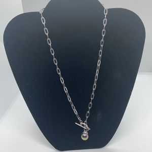 Sterling silver & pearl chain link choker